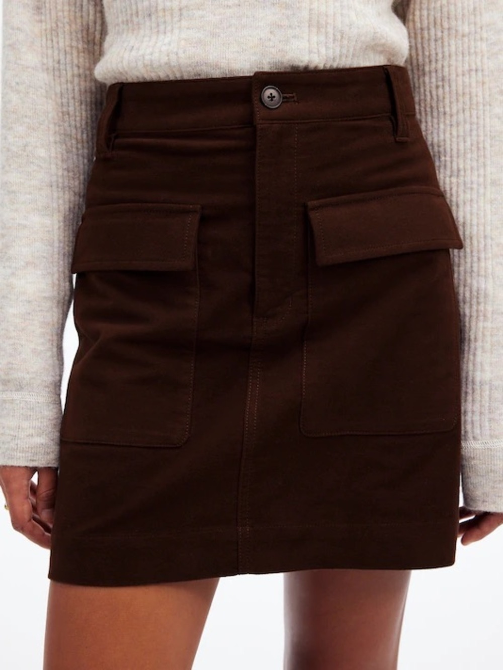 Madewell Utility Mini Skirt Moleskin Chocolate Brown Cotton 2 heritage academia